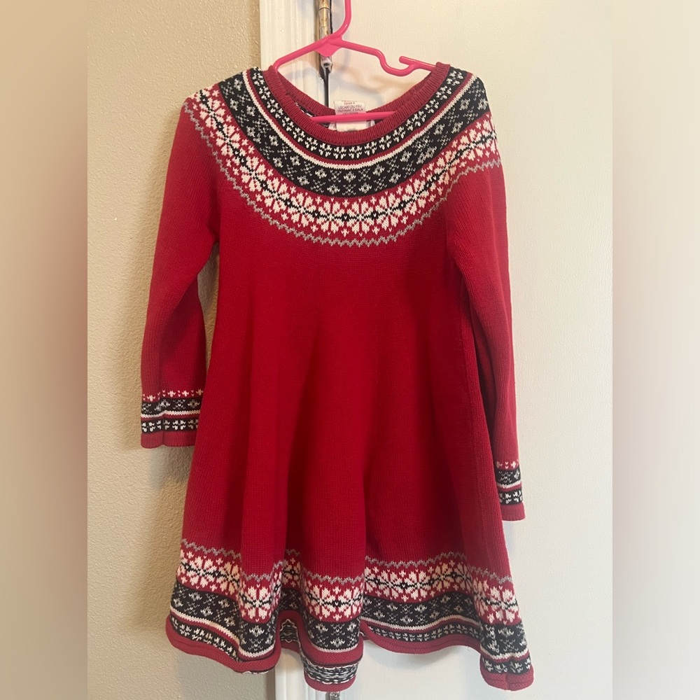 The Eagles Eye Knit Sweater Dress Swing Style Red and Black Holiday Dress 5/6
